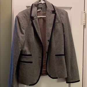 JCrew Grey wool blazer with navy detailing
